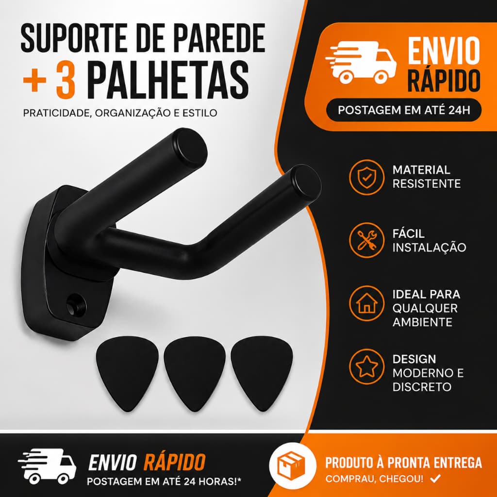 Suporte Ajustável de Parede Para Violão, Ukulele, Cavaco, Guitarra, Parede Ajustável