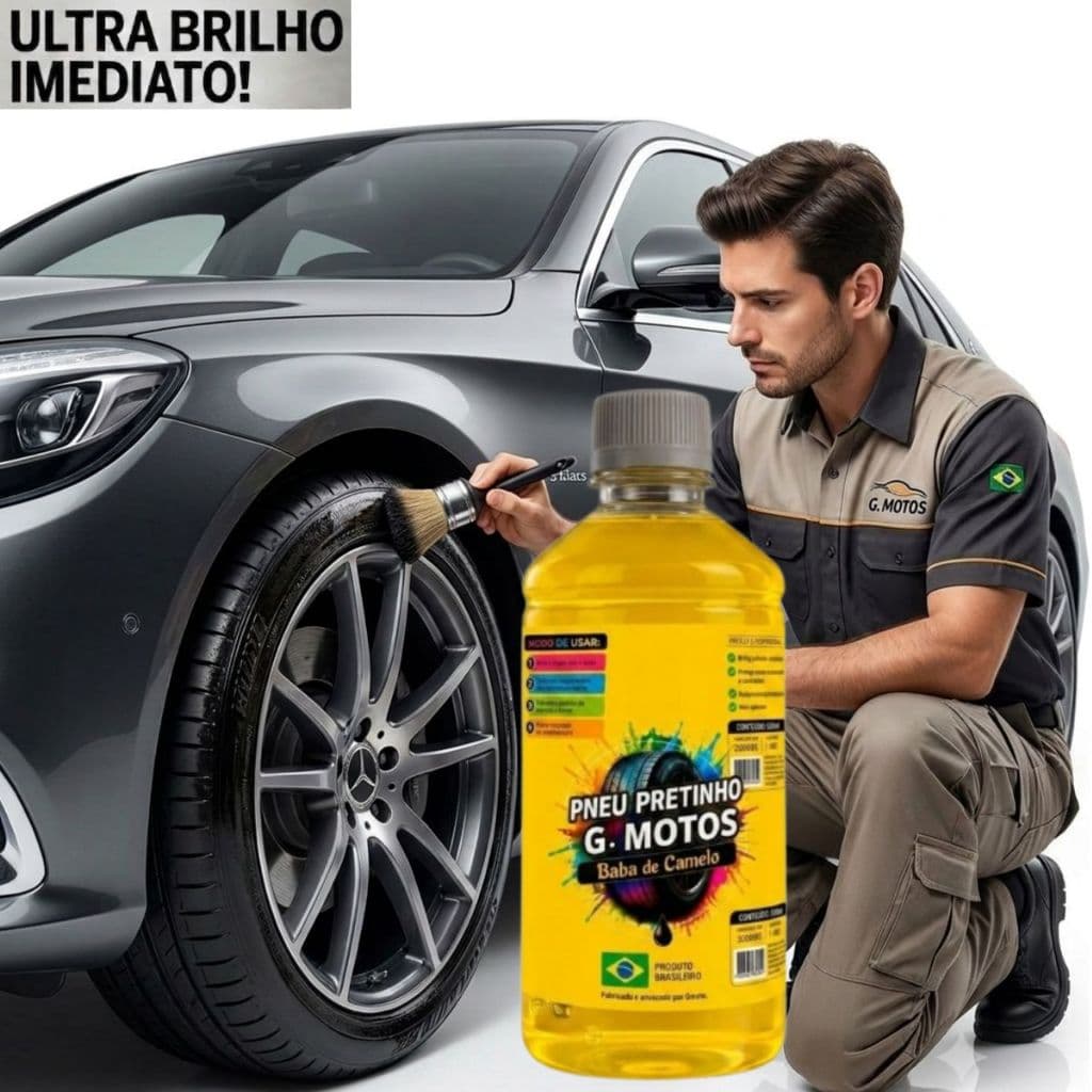 Lustrador Pretinho Baba de Camelo Limpa Pneu Automotivo 500ml LINHA G MOTOS
