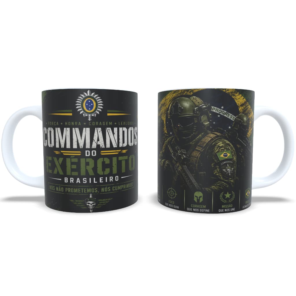 Caneca Commandos do Exército Brasileira 325 ml Porcelana