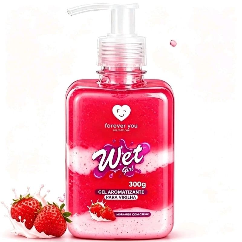 Gel Aromatizante Para Virilha Feminino BubbaLove Wet Girls 300ml Aroma Morango