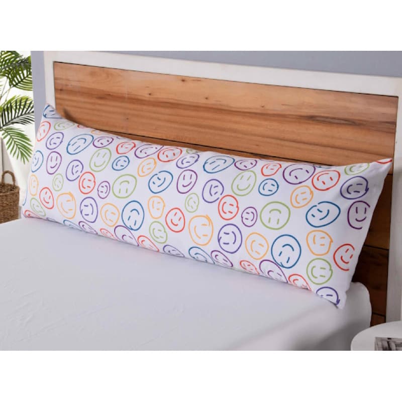 Fronha Capa para Travesseiro Grande Fofuxão Colorê 1 Peça 1,46m x 46cm 100% Poliéster Microfibra Com Zíper