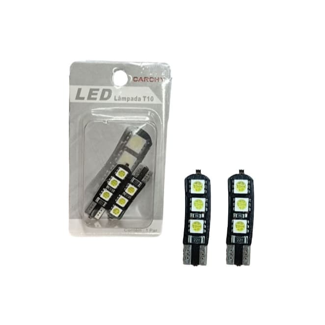 Lampada led pingão canbus t10 6 leds par carchy