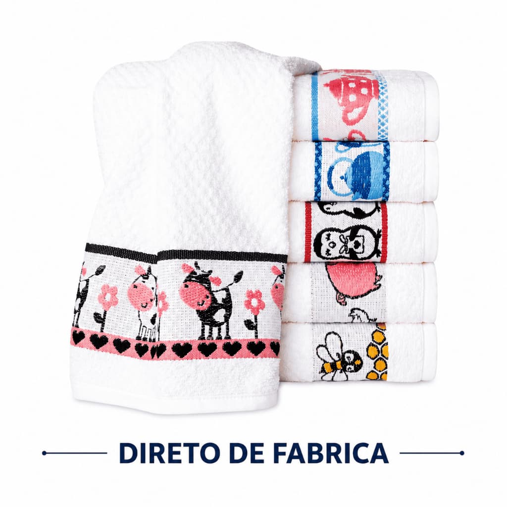 Kit 10 Pano de Prato Copa Atoalhado Jacquard Cozinha Grande 100% Algodão Gourmet Geórgia