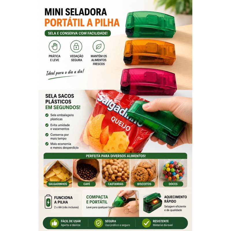 Mini Maquina Seladora portatil De Embalagem Plastica A Pilha
