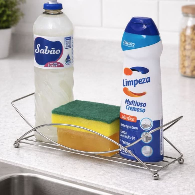 Novo Porta Detergente Esponja Bucha Sabão Organizador Pia Cozinha Suporte Cromado