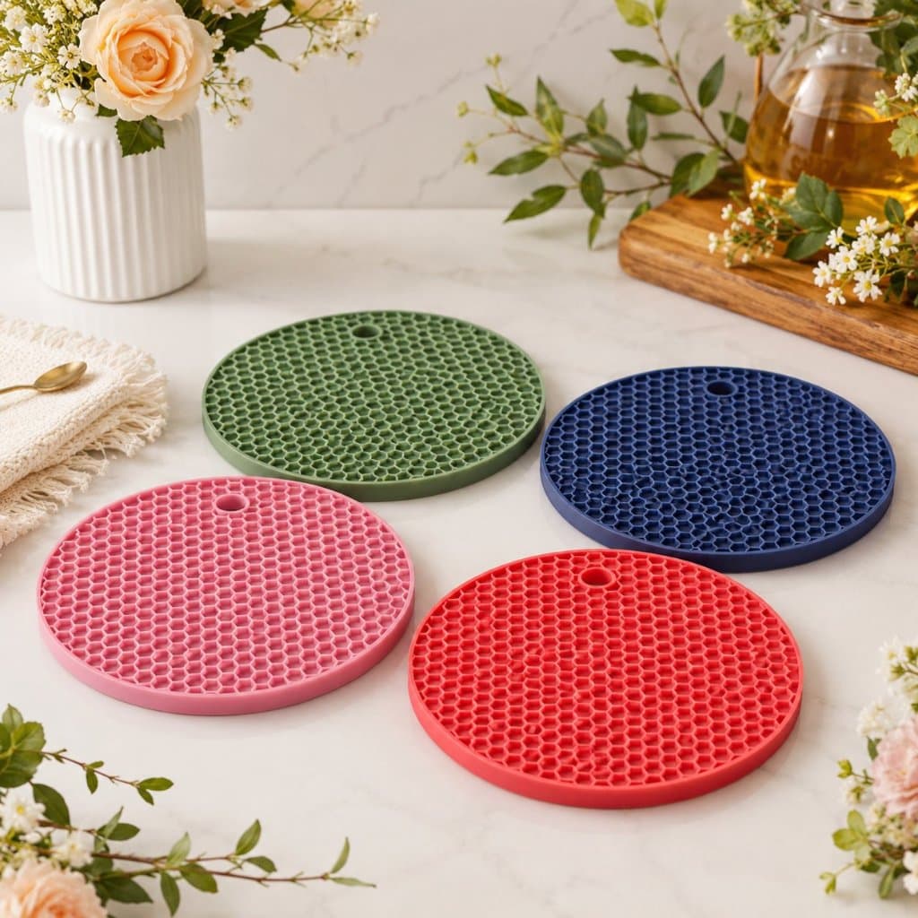 Kit 4 Descansos De Panela em Silicone Protetor Resistente Moderno Cores