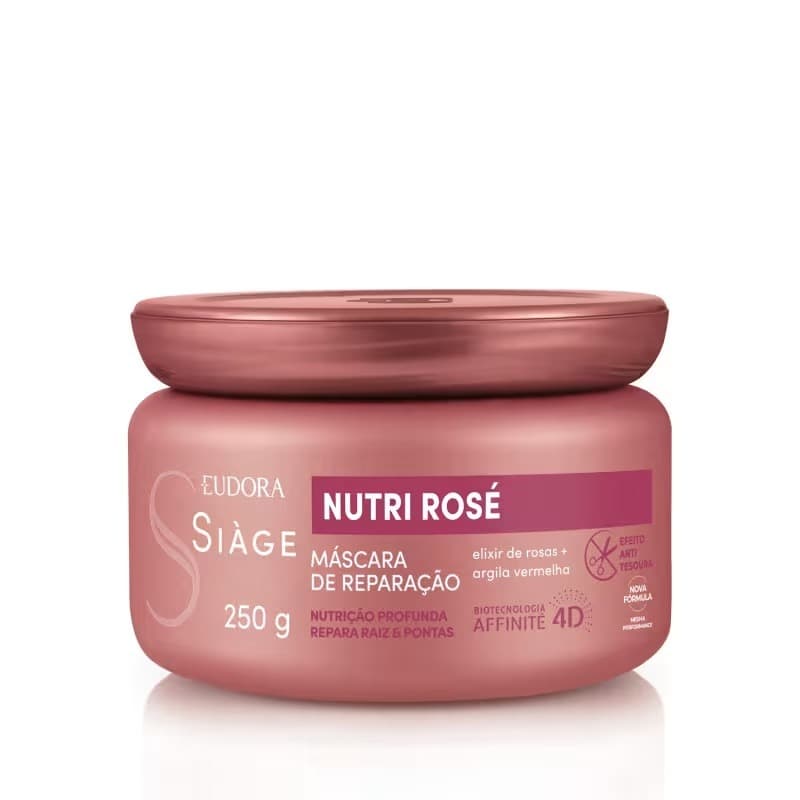MÁSCARA CAPILAR SIÀGE NUTRI ROSÉ 250G – NUTRIÇÃO, REPARAÇÃO E EFEITO ANTI-TESOURA