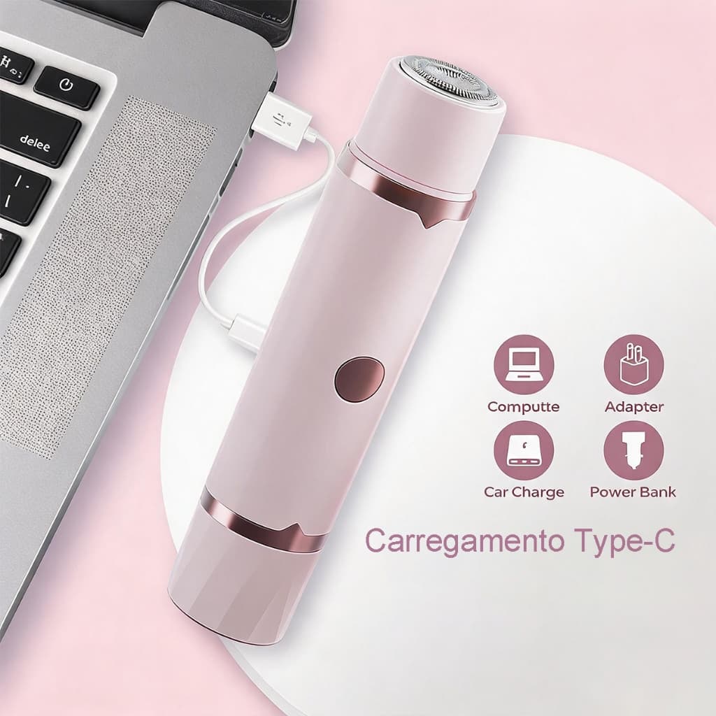 Depilador Eletrico Feminino Recarregável Removedor De Pelos Navalha Dupla- Envio rápido