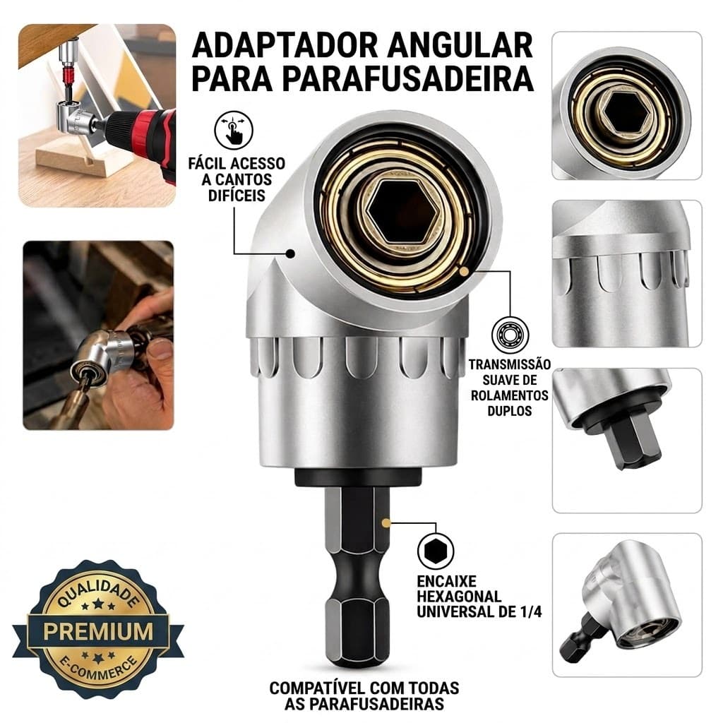 Adaptador Angular Para Parafusadeira Compacto Alta Ressistência Profissonal BOMVINK