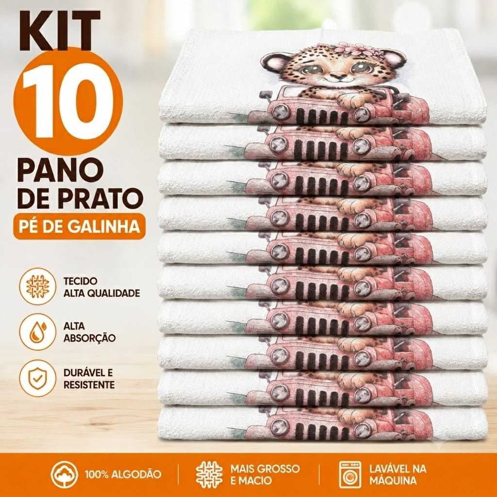 Pano de Prato Pé de Galinha Estampado 100% Algodão – Cozinha, Copa e Limpeza