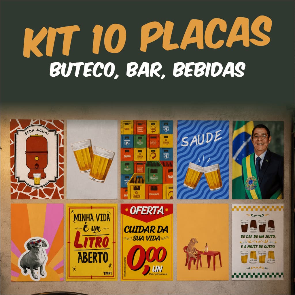 Kit 10 Placas Decorativas Cerveja Frase Boteco Decoração Parede Zeca Cervejinha Cantinho Churrasco