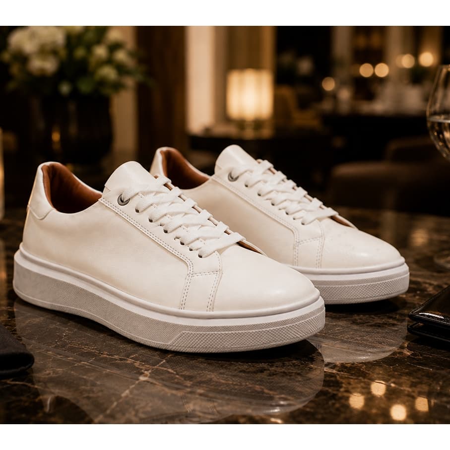 Sapatênis Masculino Tênis Social Casual Branco Street Skatista Original Urbanzi Couro Sintético Sola Reta Academia