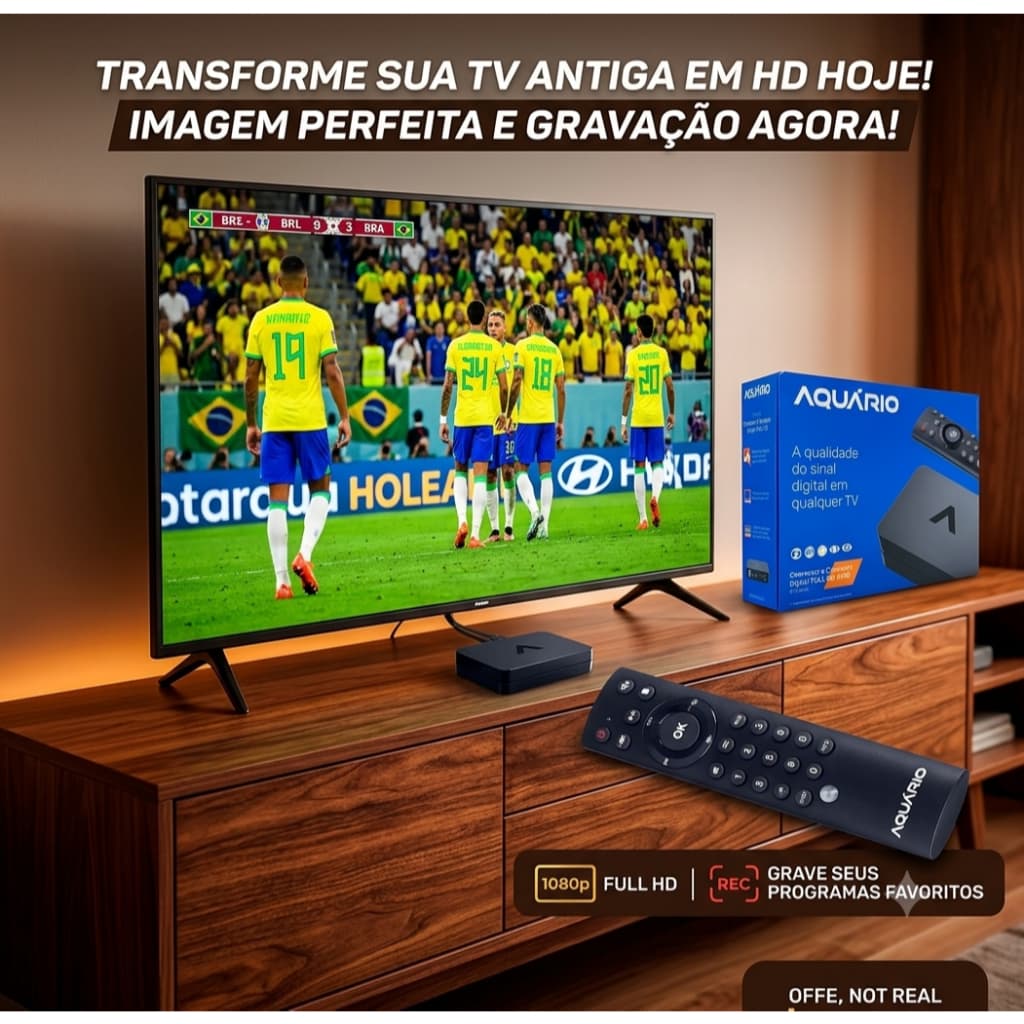Conversor Digital E Gravador TV Full HD Aquário DTV-9000 Mini HDMI RCA Central De Mídia