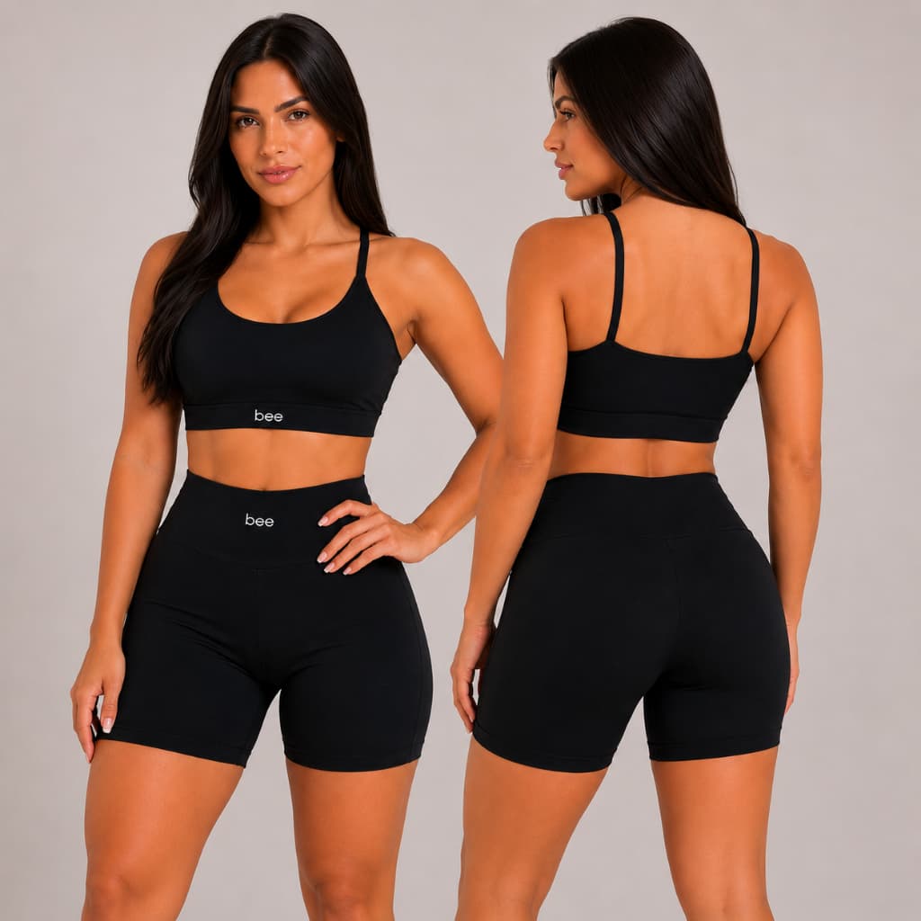 Conjunto Fitness Feminino Zero Transparência Cintura Alta Legging e Top Academia Treino Modelador Esportivo