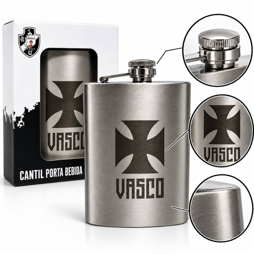 Cantil De Bolso Vasco Porta Bebida 220ml Oficial Cruzmaltina