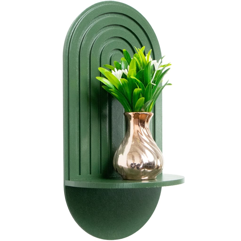 Prateleira boho verde decoração casa sala vaso de plantas