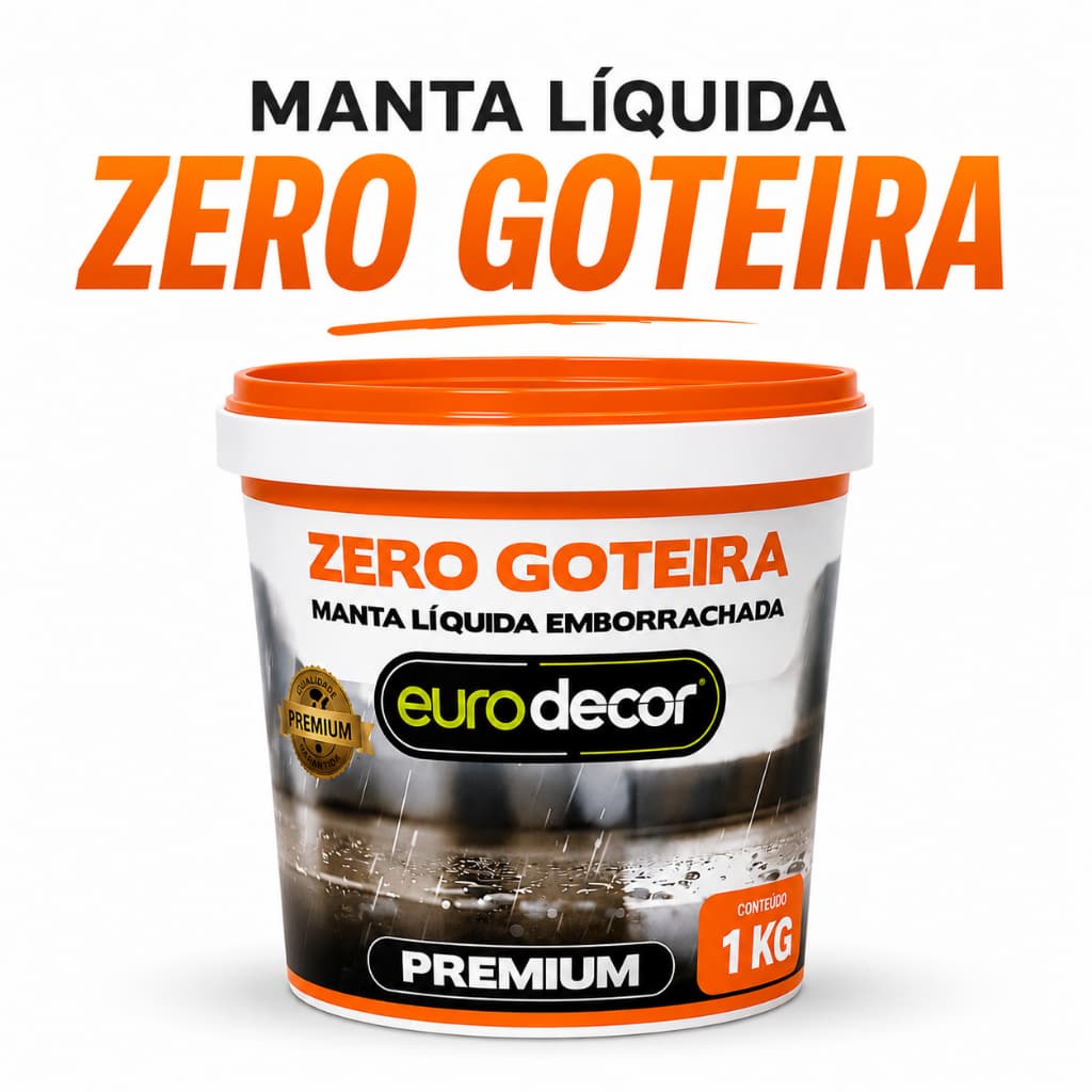 Manta Liquida Emborrachada 1KG Premium Zero Goteira Eurodecor Impermeabiliza Laje Telhado Fachada