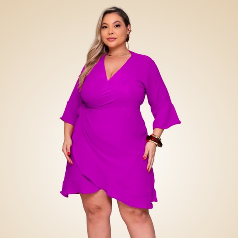 Vestido Feminino Transpassado Envelope Plus Size Social Casual Duna