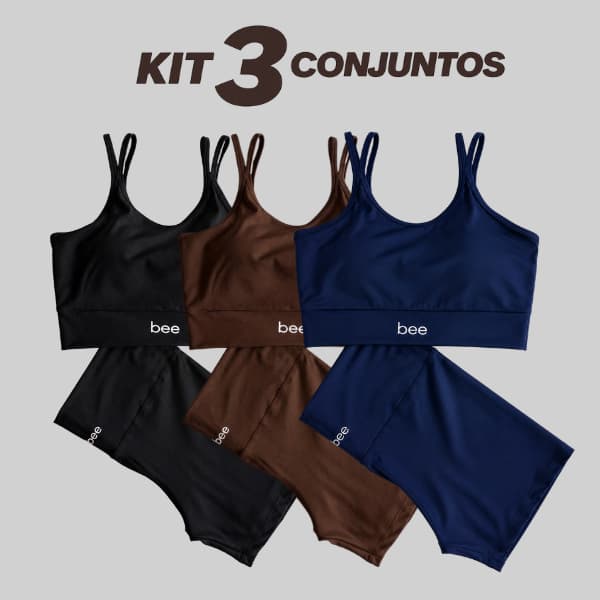 Kit 3 Conjuntos Roupa Fitness Feminina Legging Top Academia Zero Transparência Cintura Alta Modelador Treino