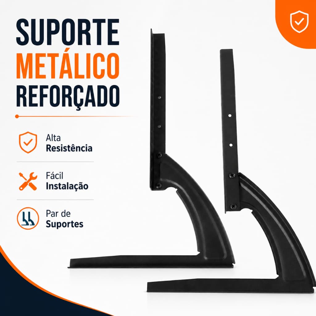 Suporte Base Universal de Mesa para TV e Monitor Par Metálico Reforçado Alta Resistência Fácil Instalação