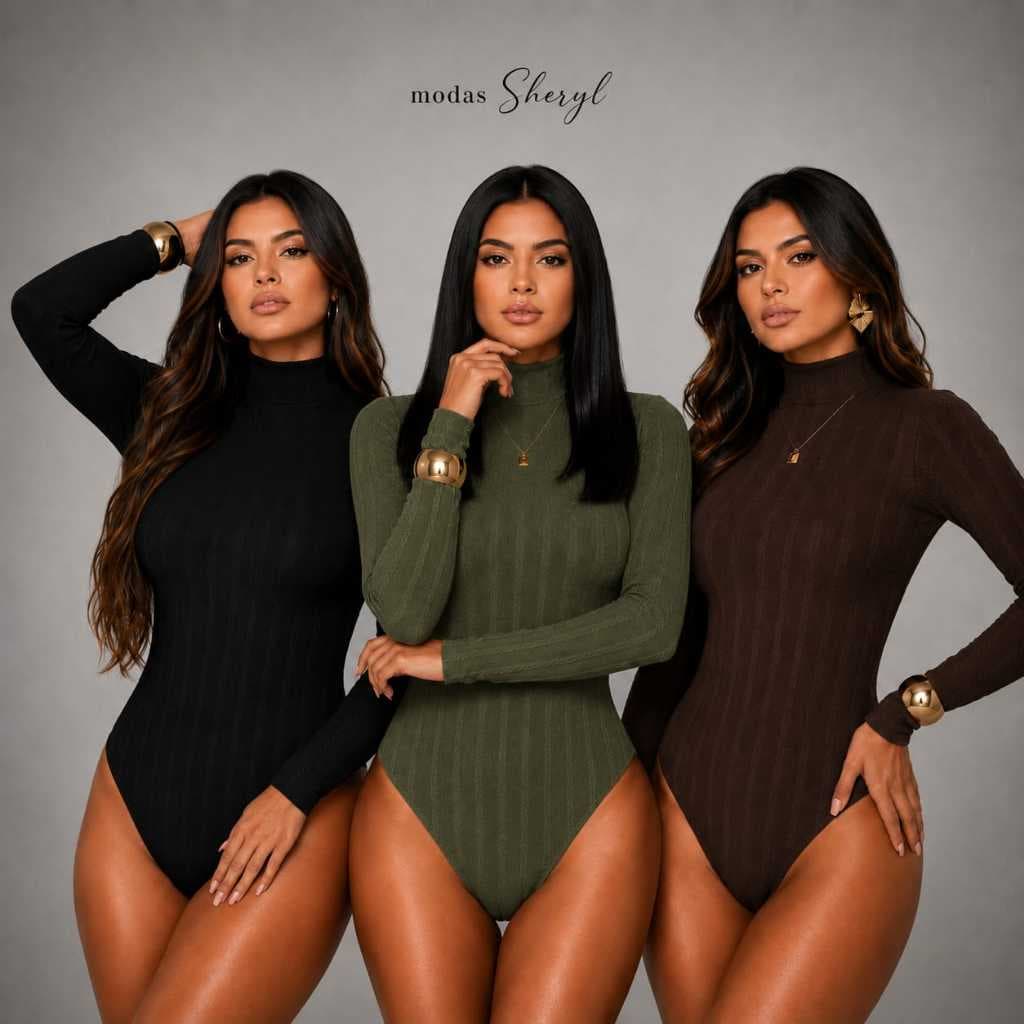 Body Feminino Gola Alta Manga Longa Rivana Premium Forrado Com Fecho Tamanho Único 36 ao 44