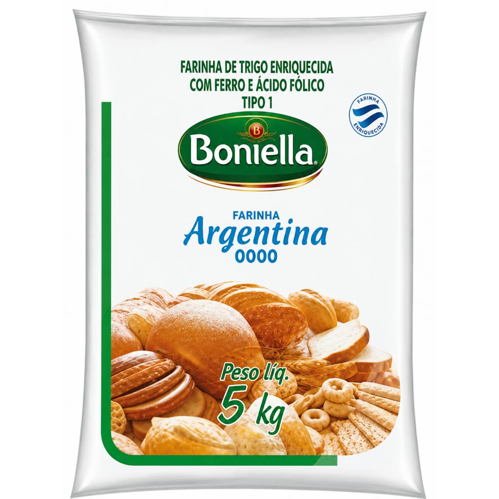Boniella Farinha de Trigo Tipo 1 Tipo 0000, 5kg Premium Importada da Argentina