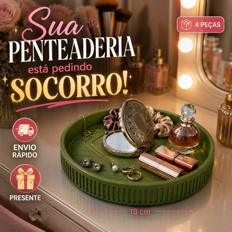 Bandeja Decorativa Organizadora Aura - Porta Treco Mesa Penteadeira Banheiro - Presente Feminino
