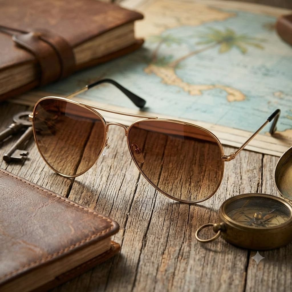 Óculos de Sol Aviador LENTES MARROM DEGRADÊ Unissex – Lente Escura Proteção UV Estilo Clássico