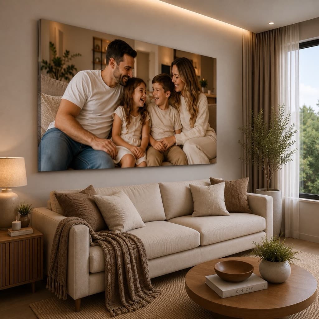 Quadro Decorativo Gigante 110x80 Com Sua Foto Qualquer Imagem Personalizado Sala Pet Pais Familia