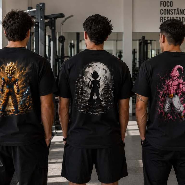 Kit 3 Camisetas Masculina Estampa Exclusiva Frente e Costas Algodão Confortável Premium