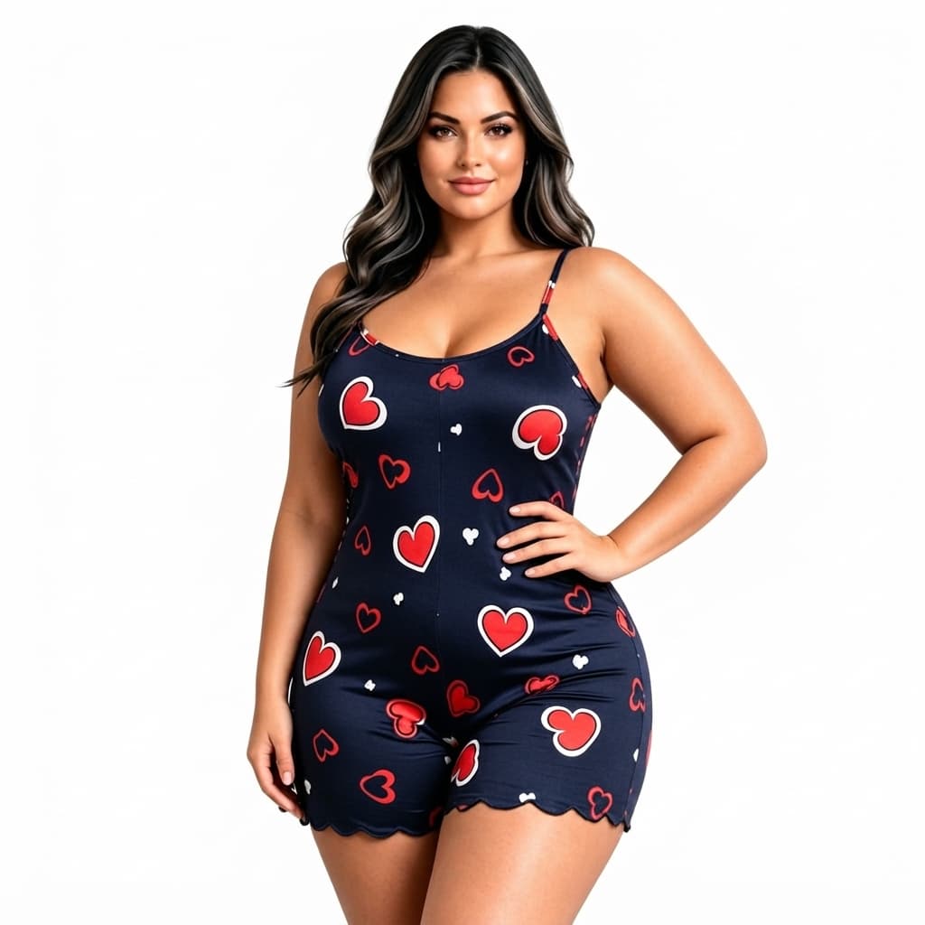 Pijama Femenio PLUS SIZE Macaquinho Conforto e Caimento Perfeito