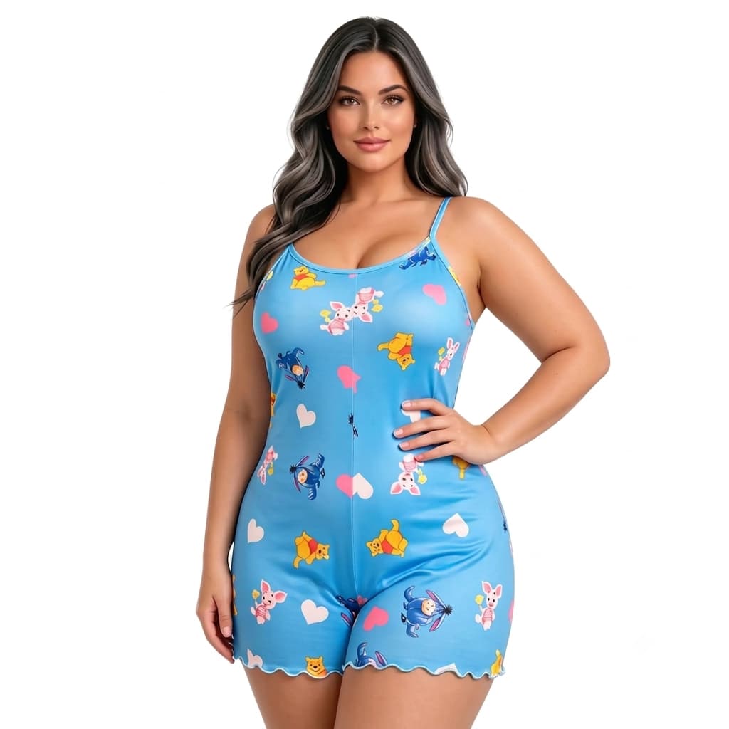 Pijama Alcinha Plus Size Macaquinho Personagens Confortável Soltinho