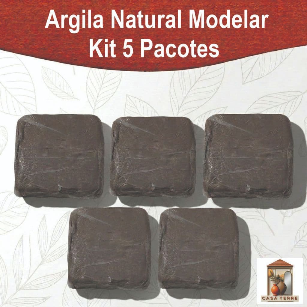 Kit 5 Pacotes Argila Natural Modelar Artesanato Escolar Escultura Vaso Arranjos Florais