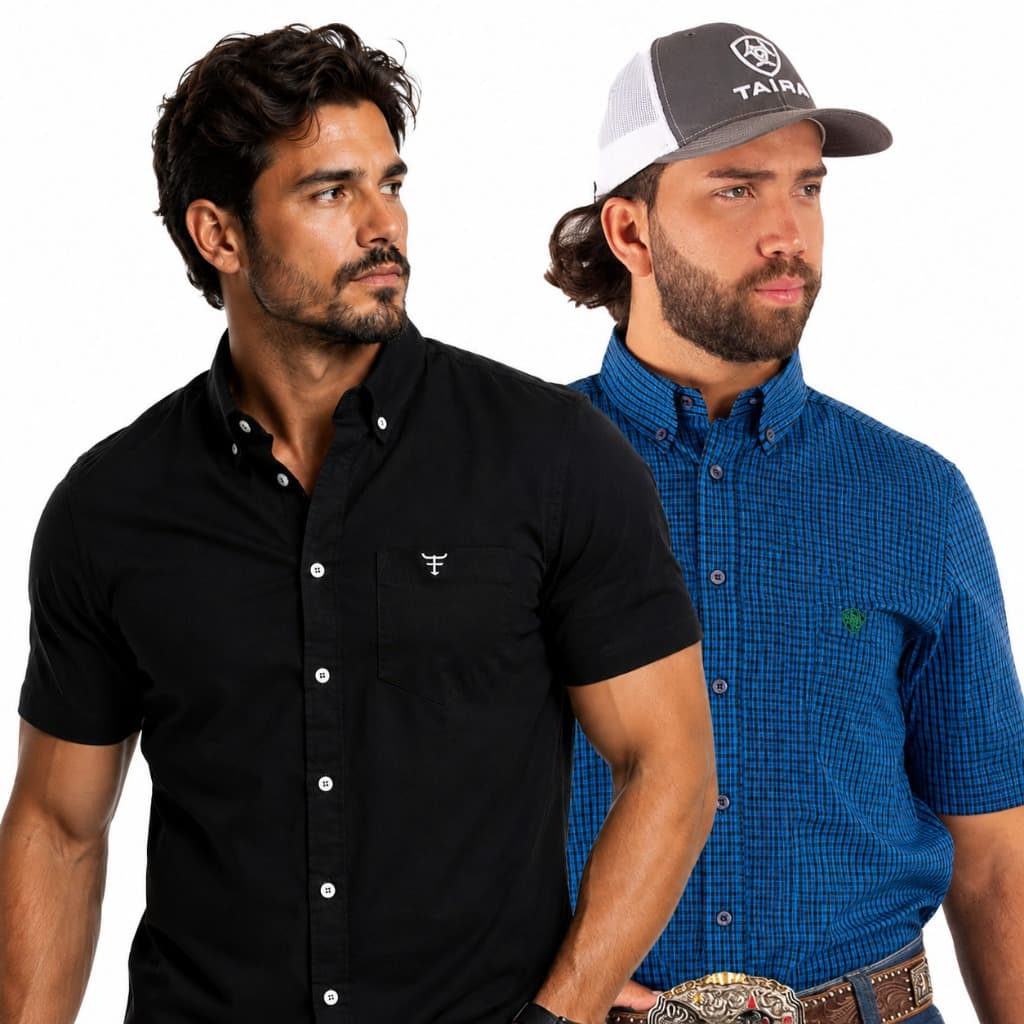 Camisa Manga Curta Ariatt Preta Masculina Country Peão Cowboy