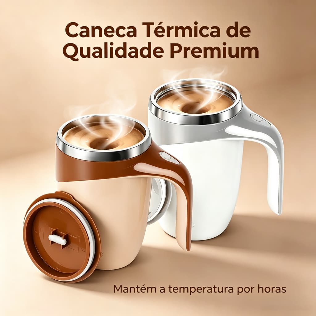 Caneca Misturadora Automática Elétrica USB Bateria Recarregável Mixer Café 380ml Inox para Café