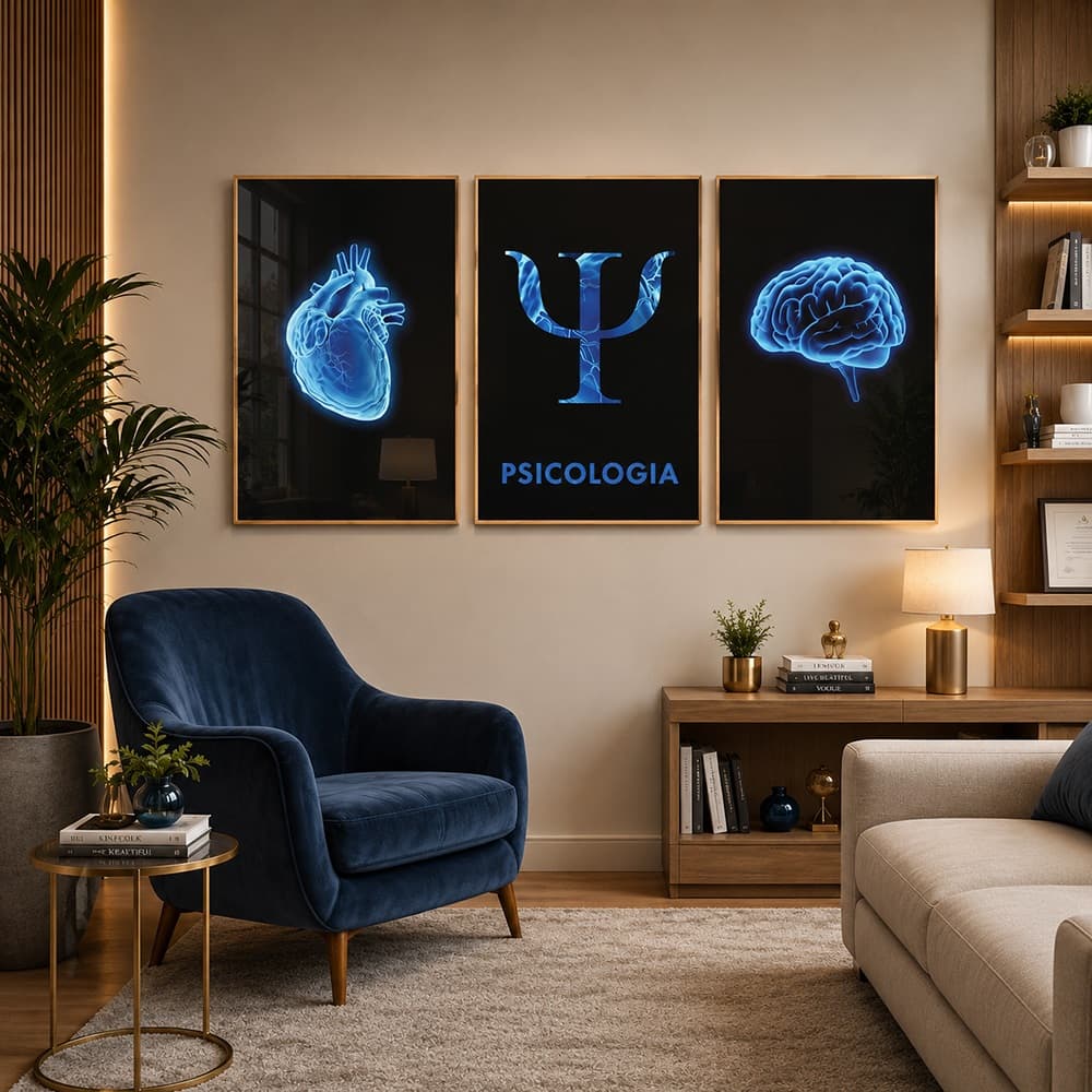 3 Quadros Decorativos Profissão Essência da Vida e da Mente: Conexões Entre Coração e Cérebro