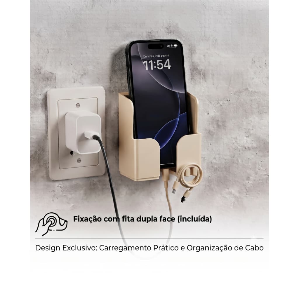Suporte Para Carregar Celular Com Organizador De Cabo com 3 unidades