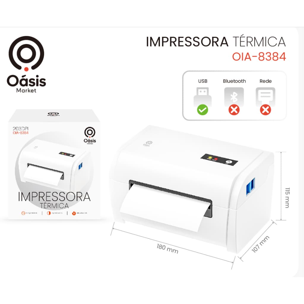 Impressora Térmica De Etiquetas Usb Para Marktplaces Oasis