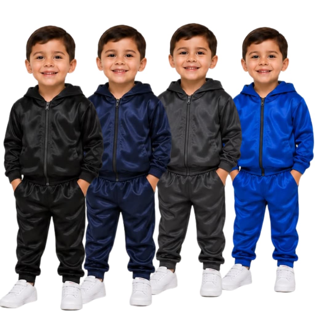 Agasalho Infantil Chimpa Com Capuz Conjunto Inverno Escolar Calça e Blusa Menino Tam 4 ao 12