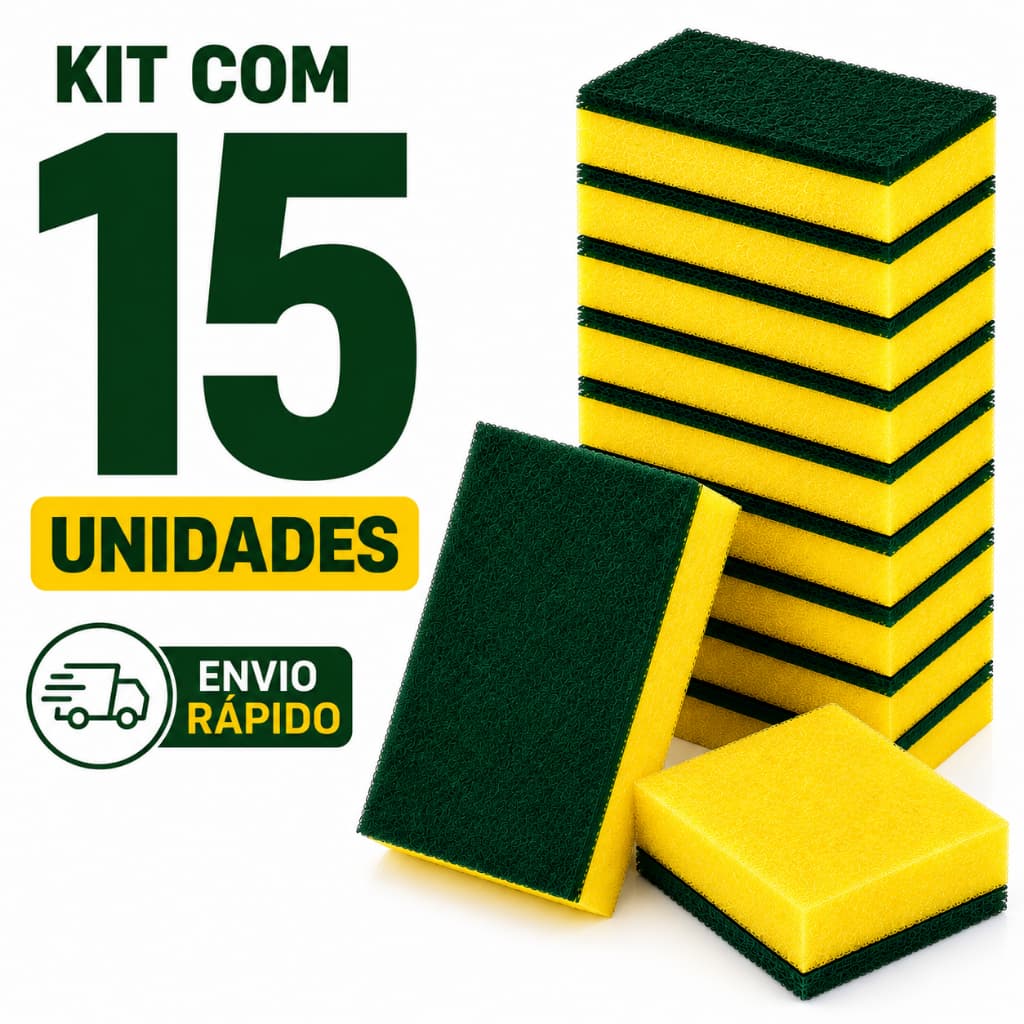 Kit 15 Bucha Esponja Lavar Louça Dupla Face Multiuso