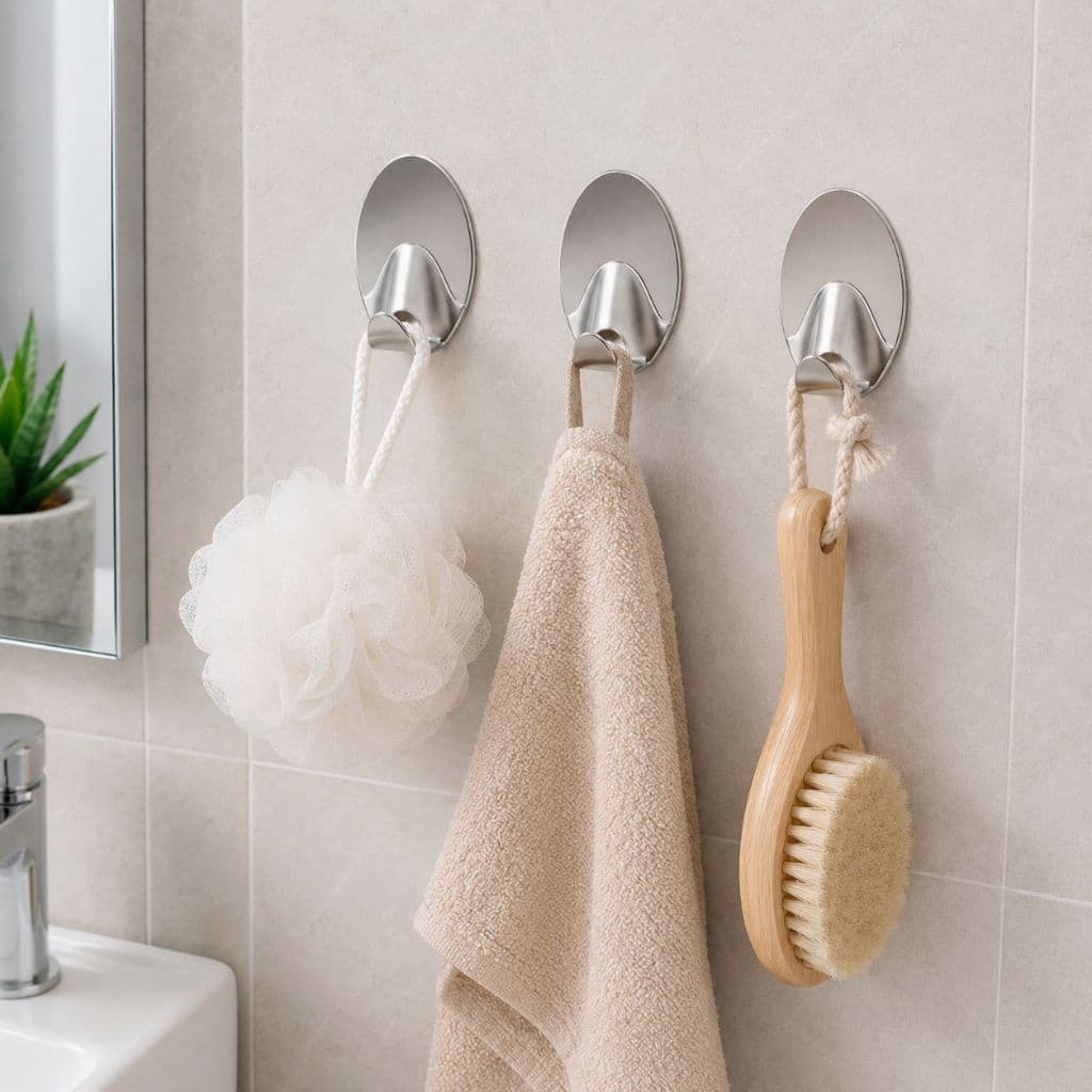 Kit 3/6/9 Ganchos Adesivos de Parede Inox Multiuso para Cozinha Banheiro Chaves Toalhas