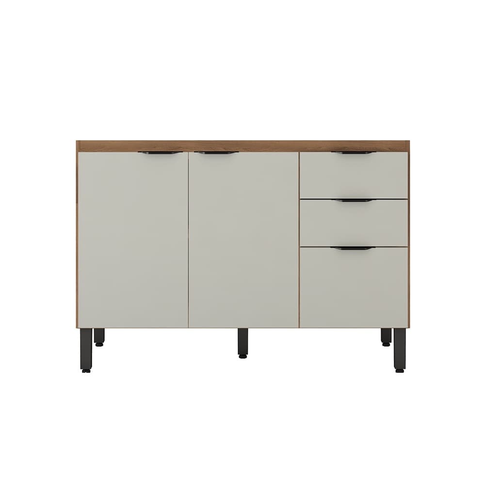 Balcão de Cozinha para Pia Firenze 120 cm sem Tampo Amêndola Touch Nude Prime Demóbile