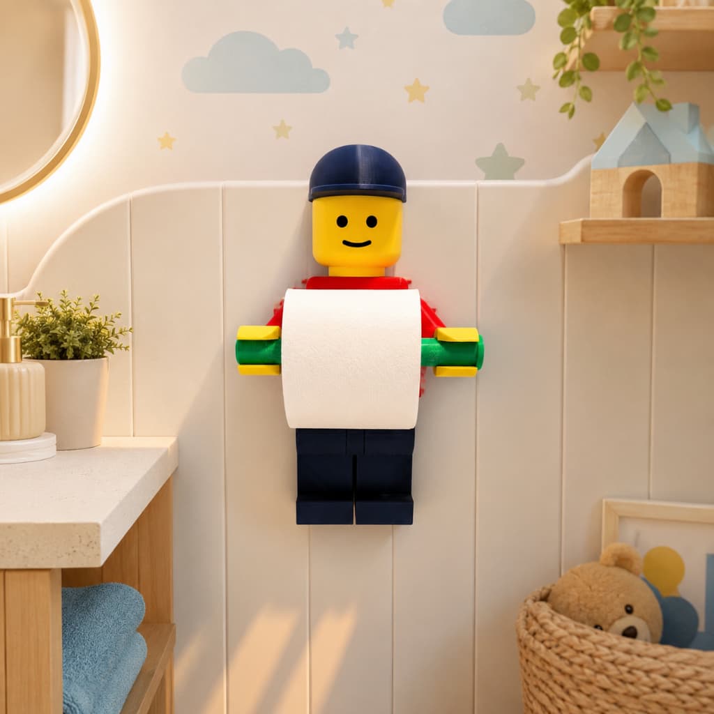 Suporte Porta Papel Higiênico Estilo Lego | Criativo e Decorativo | Ideal Para Banheiro Lavabo | Presente Infantil