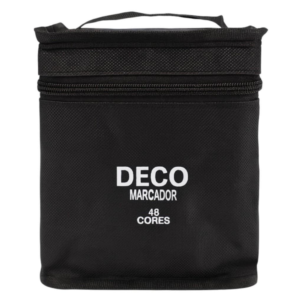 Kit 48 Canetas Marcadoras DEKO Ponta Dupla Álcool Estojo Profissional para Desenho, Lettering e Mangá