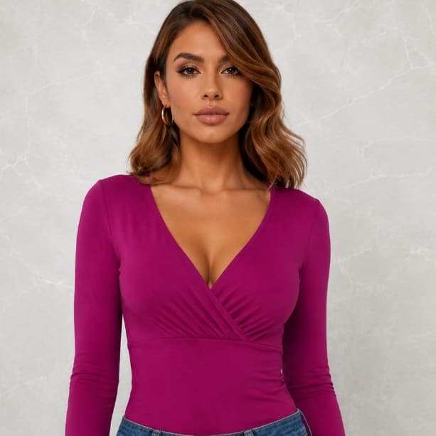 Blusa Transapassada Manga Longa Decote V Suplex Premium Varias Cores Envio Imediato Elegante