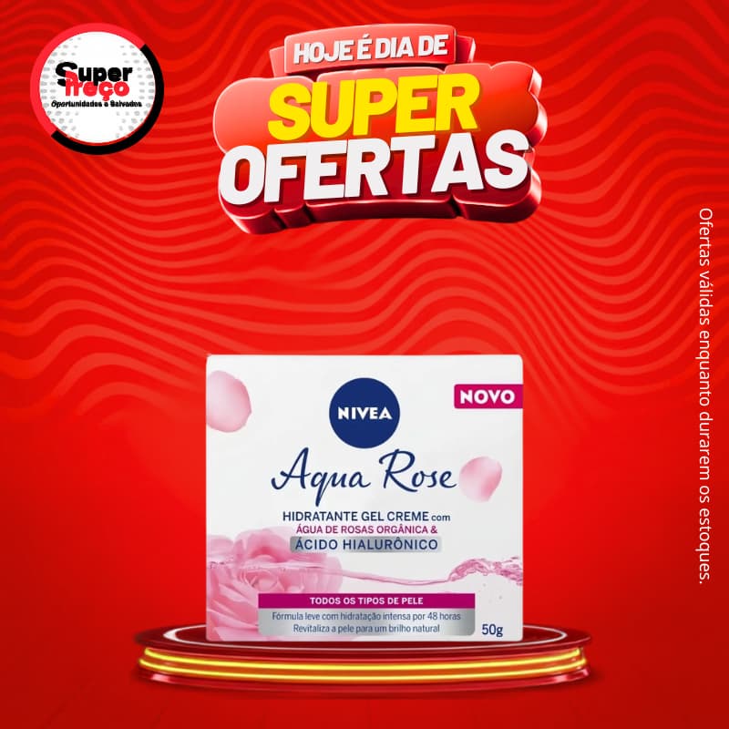 NIVEA Creme Hidratante em Gel Aqua Rose 50ml, Hidratação Intensa 48h, Ácido Hialurônico