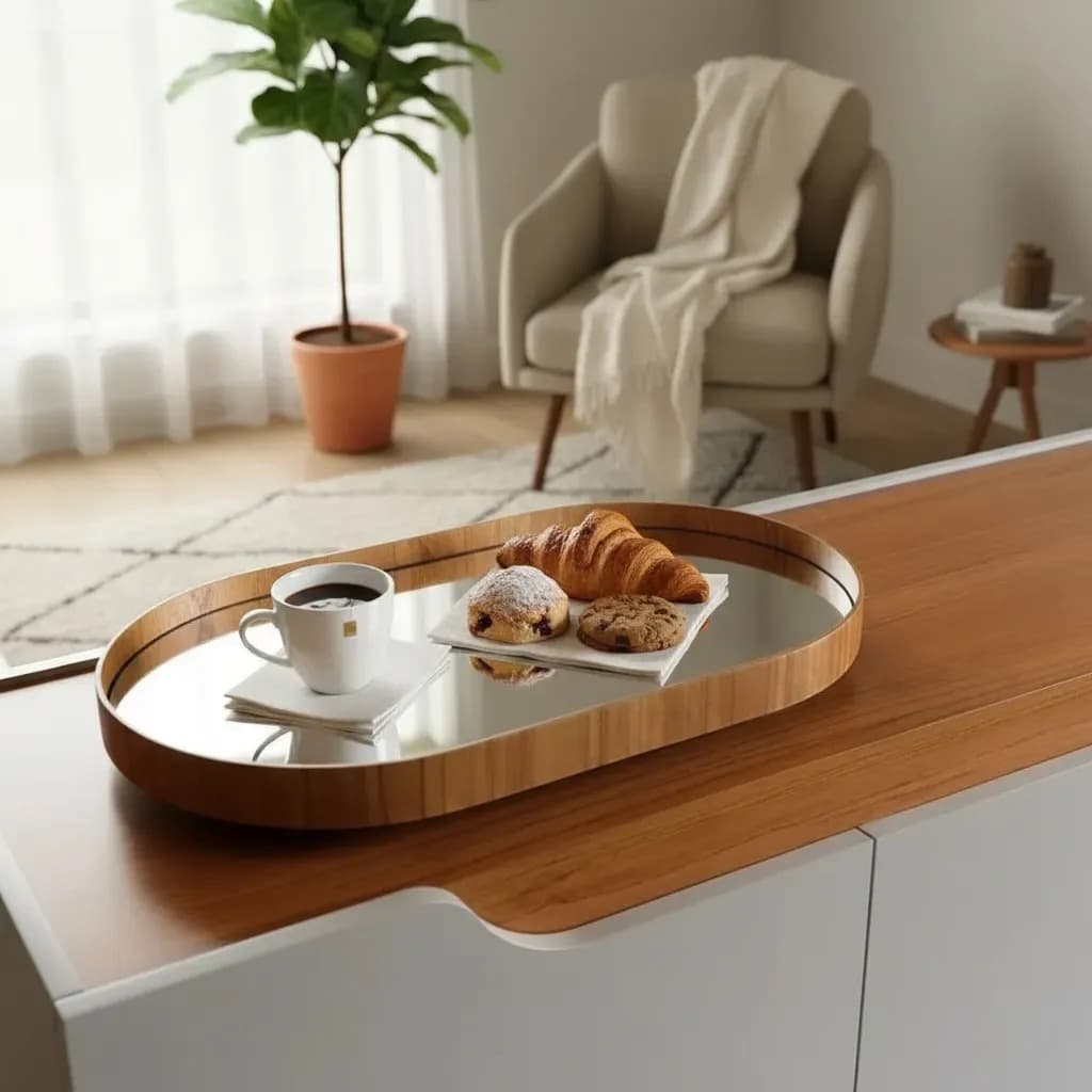 Bandeja Madeira Oval espelhada 50cm Promoção
