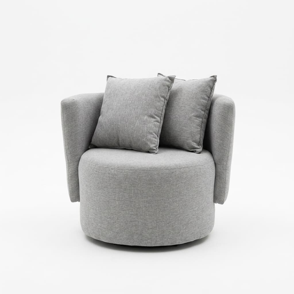 Poltrona Tecido Linho Giratória Orgânica Design Sofisticado Sala de Estar Recepção Living Conforto