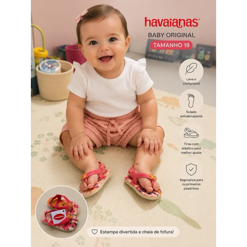 Havaianas Baby Original Ursinho Tamanho 19