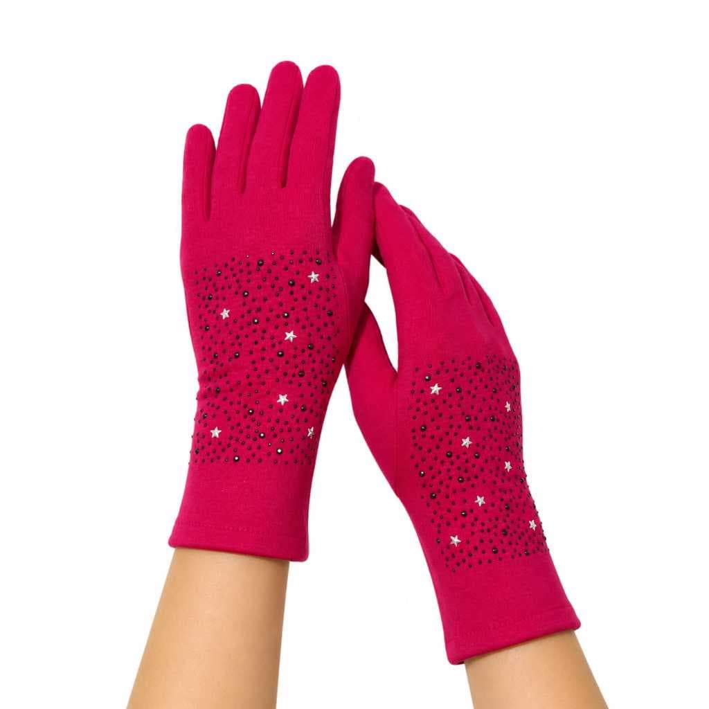 Par Luvas rosa pink detalhe strass